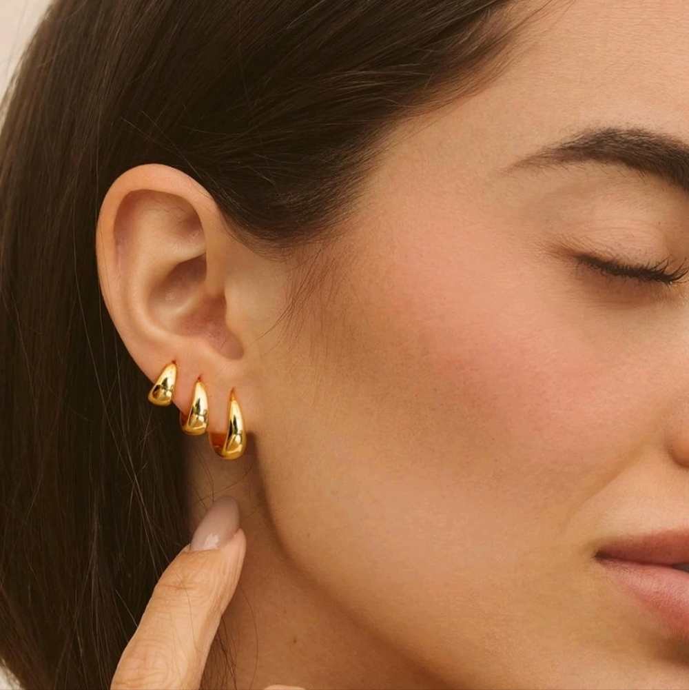 Tapered hoop earrings set of 3 pairs; perfect gift!